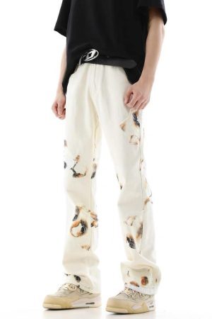 Concert Outfit American Retro Lace Patchwork Jeans