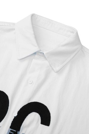 Concert Outfit American Retro Letter Embroidered Shirt