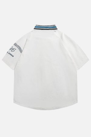 Concert Outfit American Retro Letter Patch Short-Sleeved Shirt