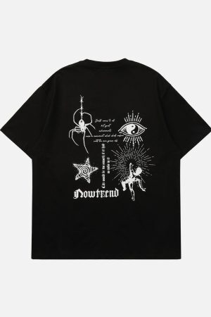 Concert Outfit American Retro Mural Spider Street Rap T-Shirt