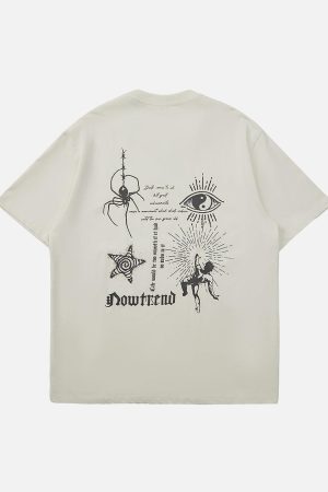 Concert Outfit American Retro Mural Spider Street Rap T-Shirt