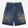 Concert Outfit American Retro Patchwork Denim Shorts