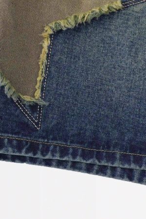 Concert Outfit American Retro Patchwork Denim Shorts