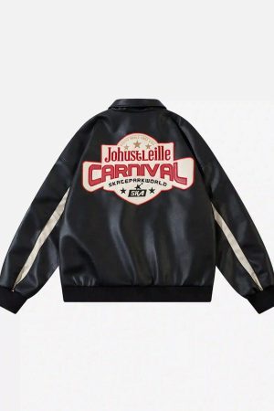Concert Outfit American Retro Patchwork Motorcycle Jacket
