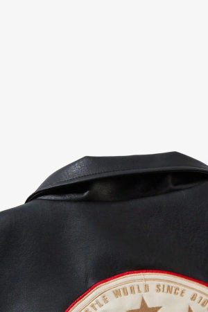 Concert Outfit American Retro Patchwork Motorcycle Jacket