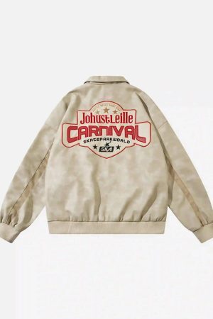 Concert Outfit American Retro Patchwork Motorcycle Jacket