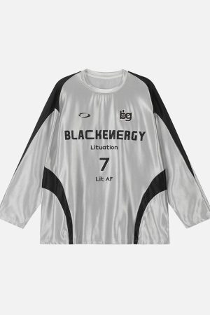 Concert Outfit American Retro Patchwork Print Long-Sleeved T-Shirt