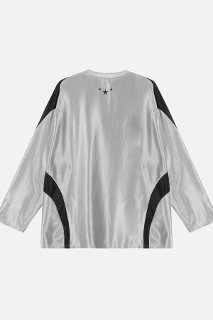 Concert Outfit American Retro Patchwork Print Long-Sleeved T-Shirt