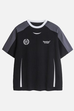 Concert Outfit American Retro Patchwork Print T-Shirt