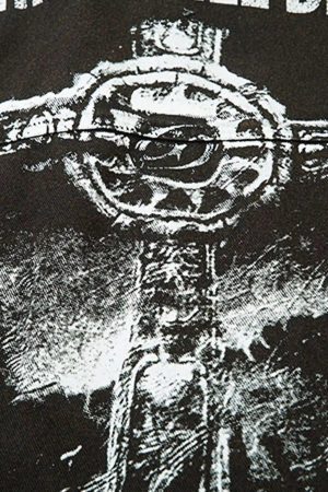 Concert Outfit American Retro Raw Edge Cross Long Sleeve Shirt