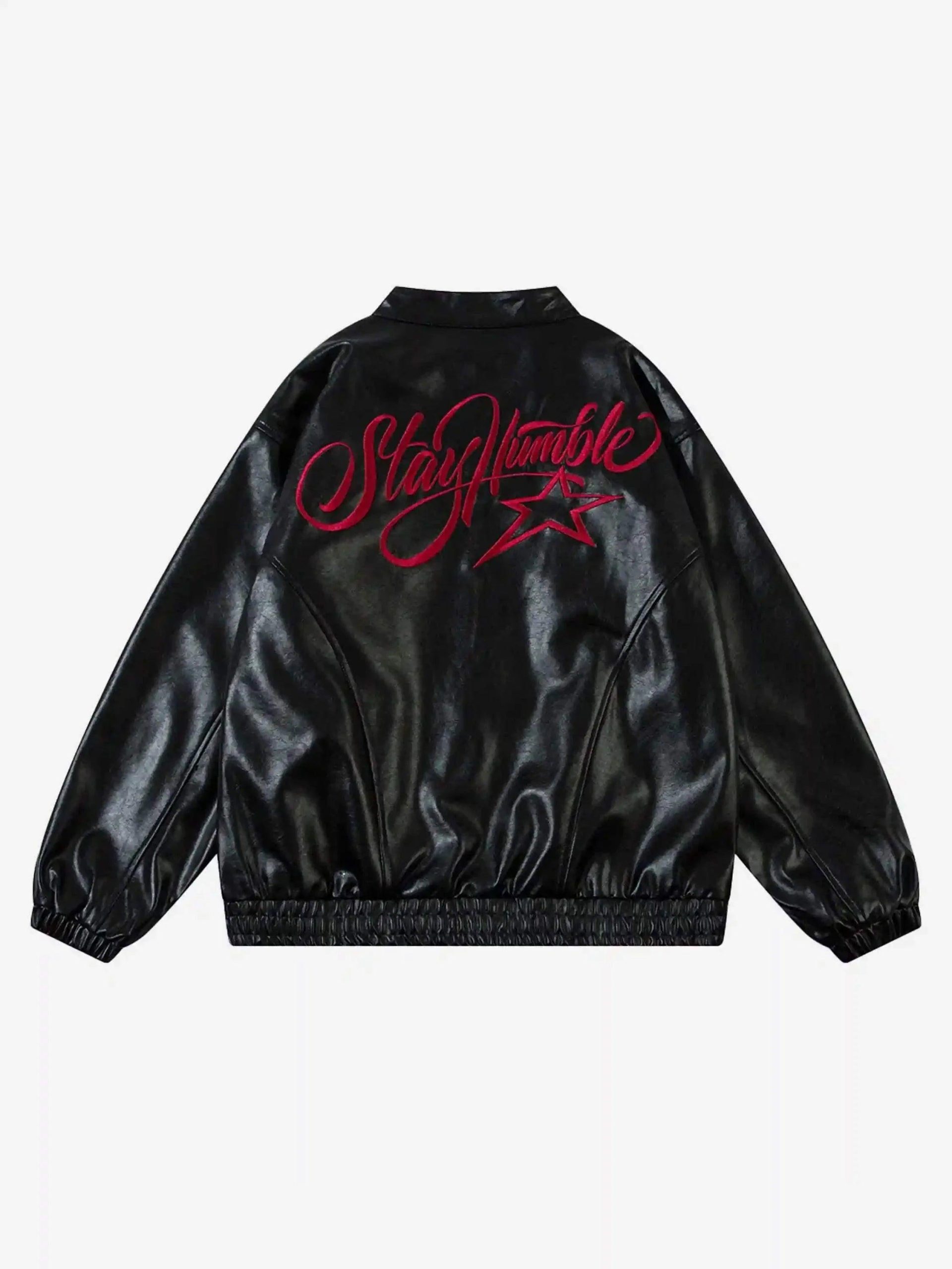 Concert Outfit American Retro Script Embroidered Motorcycle Jacket Concert Outfit American Retro Script Embroidered Motorcycle Jacket