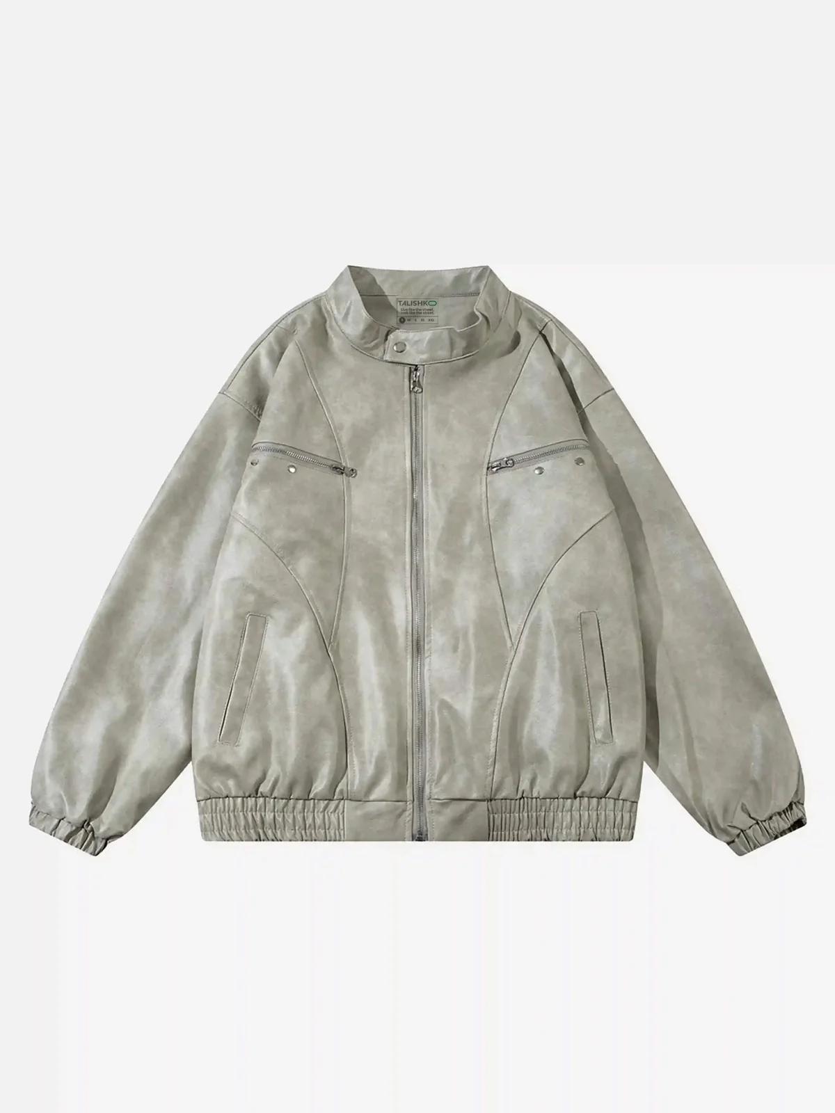 Concert Outfit American Retro Script Embroidered Motorcycle Jacket Concert Outfit American Retro Script Embroidered Motorcycle Jacket