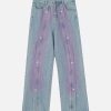 Concert Outfit American Retro Spray-Painted Star Embroidered Jeans