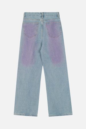Concert Outfit American Retro Spray-Painted Star Embroidered Jeans