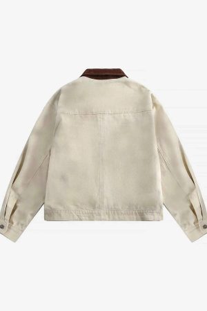 Concert Outfit American Retro Washed Graffiti Patchwork Jacket