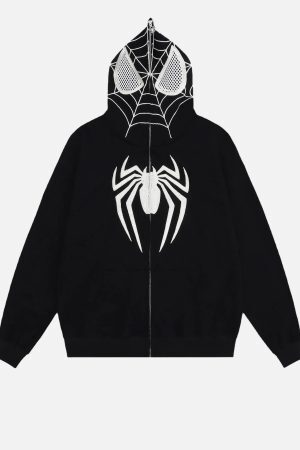 Concert Outfit American Spider Towel Embroidery Cardigan Hoodie