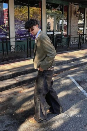 Concert Outfit American Street Fashion Heavy Industry Washed Jeans