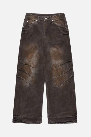 Concert Outfit American Street Fashion Heavy Industry Washed Jeans