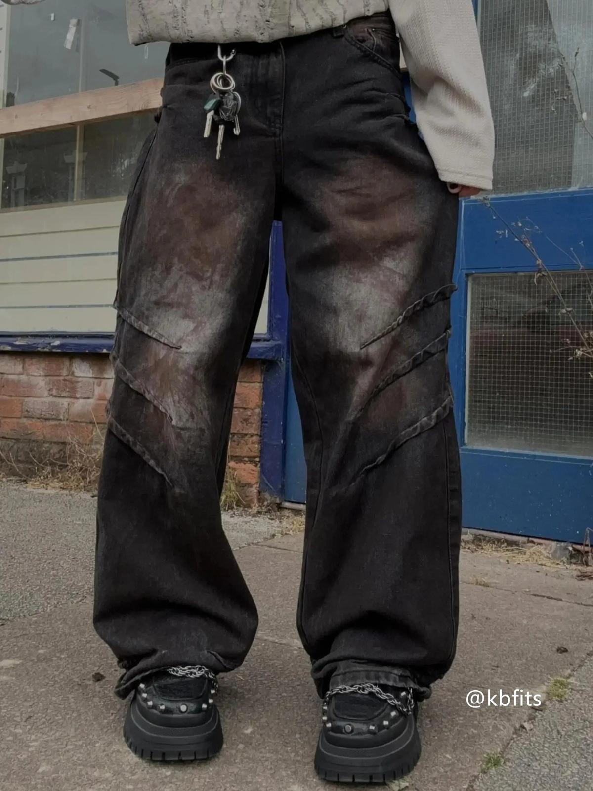 Concert Outfit American Street Fashion Heavy Industry Washed Jeans Concert Outfit American Street Fashion Heavy Industry Washed Jeans