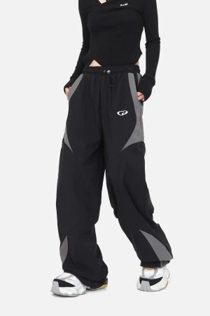 Concert Outfit American Street Fashion Splicing Design Casual Sports Pants