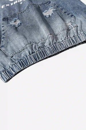 Concert Outfit American Street Gradient Denim Hoodie