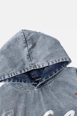 Concert Outfit American Street Gradient Denim Hoodie