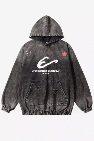 Concert Outfit American Street Gradient Denim Hoodie