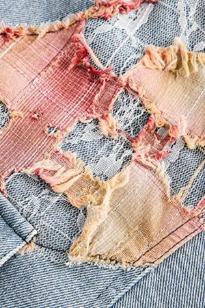 Concert Outfit American Street Style Lace Patchwork Denim Jacket