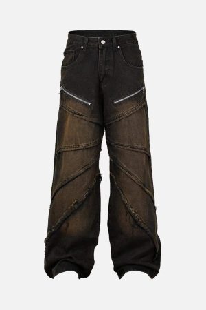 Concert Outfit American Street Style Washed Distressed Jeans