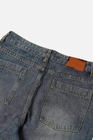 Concert Outfit American Street Style Washed Distressed Jeans