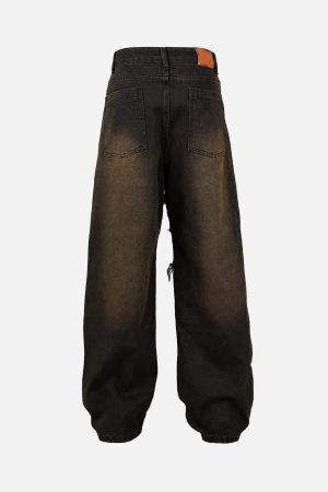 Concert Outfit American Street Style Washed Distressed Jeans