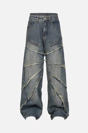 Concert Outfit American Street Style Washed Distressed Jeans