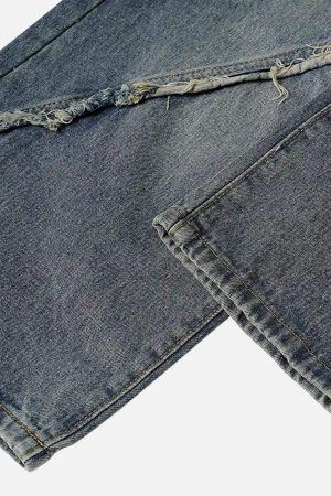 Concert Outfit American Street Style Washed Distressed Jeans