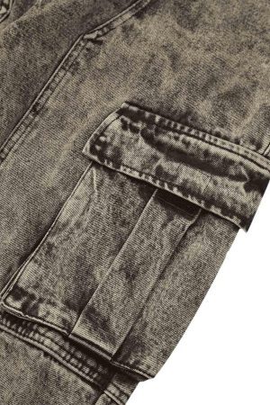 Concert Outfit American Street Style Washed Distressed Work Jeans