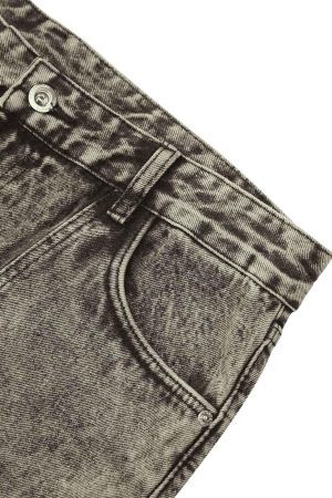 Concert Outfit American Street Style Washed Distressed Work Jeans