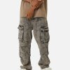 Concert Outfit American Street Style Washed Distressed Work Jeans