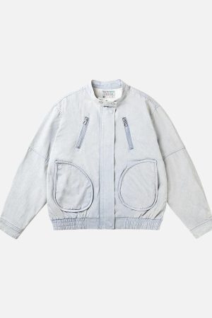 Concert Outfit American Street Style Washed Faded Short Jacket