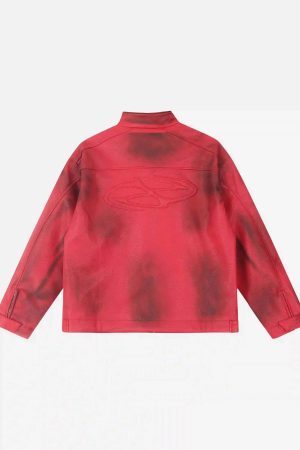 Concert Outfit American Style 3D Embroidery Spray Color Motorcycle Jacket