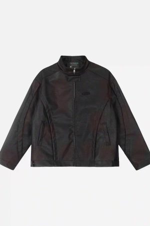 Concert Outfit American Style 3D Embroidery Spray Color Motorcycle Jacket