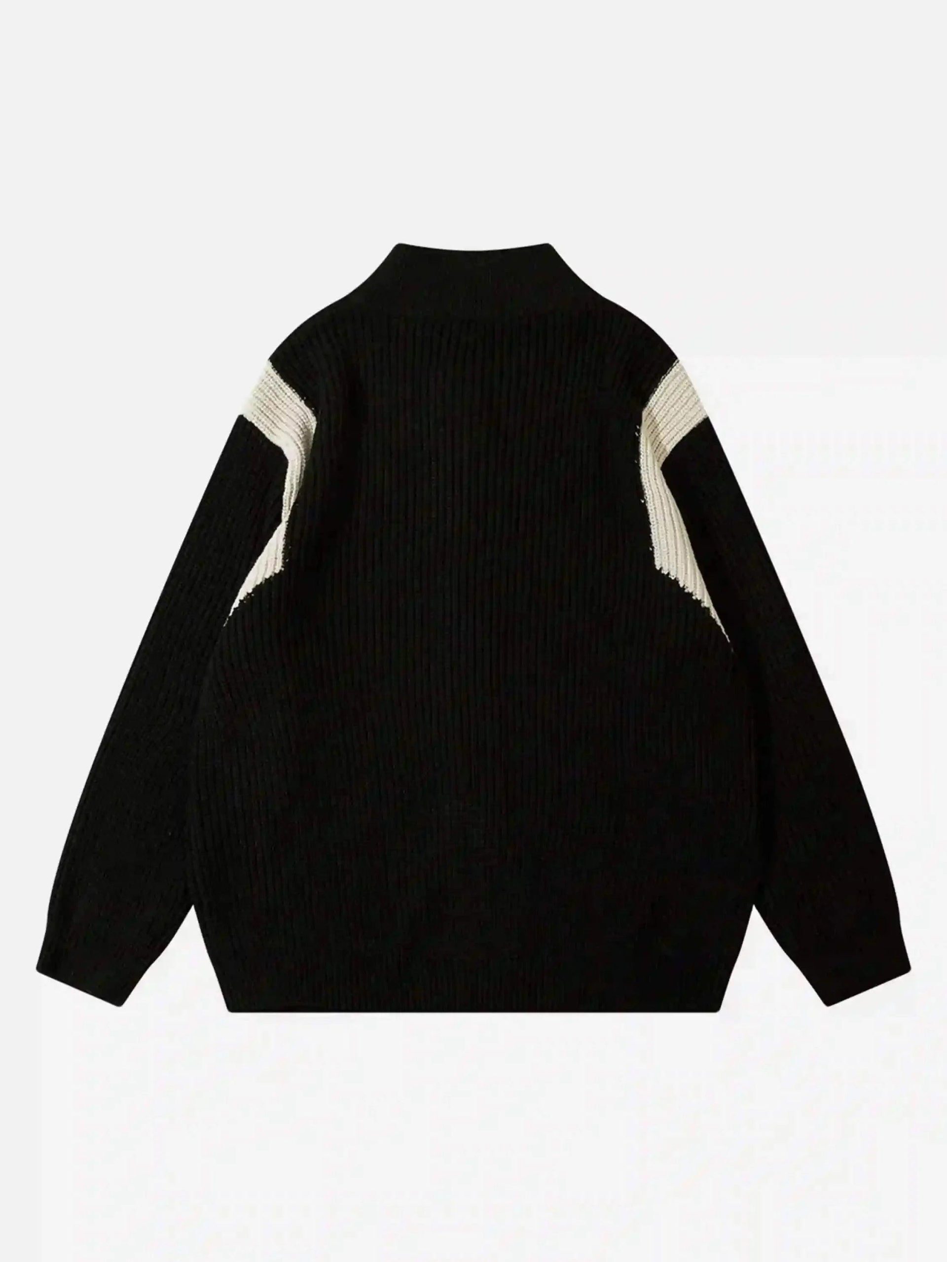 Concert Outfit American Style Color Blocking Zipper Cardigan Concert Outfit American Style Color Blocking Zipper Cardigan