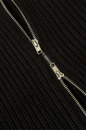 Concert Outfit American Style Color Blocking Zipper Cardigan