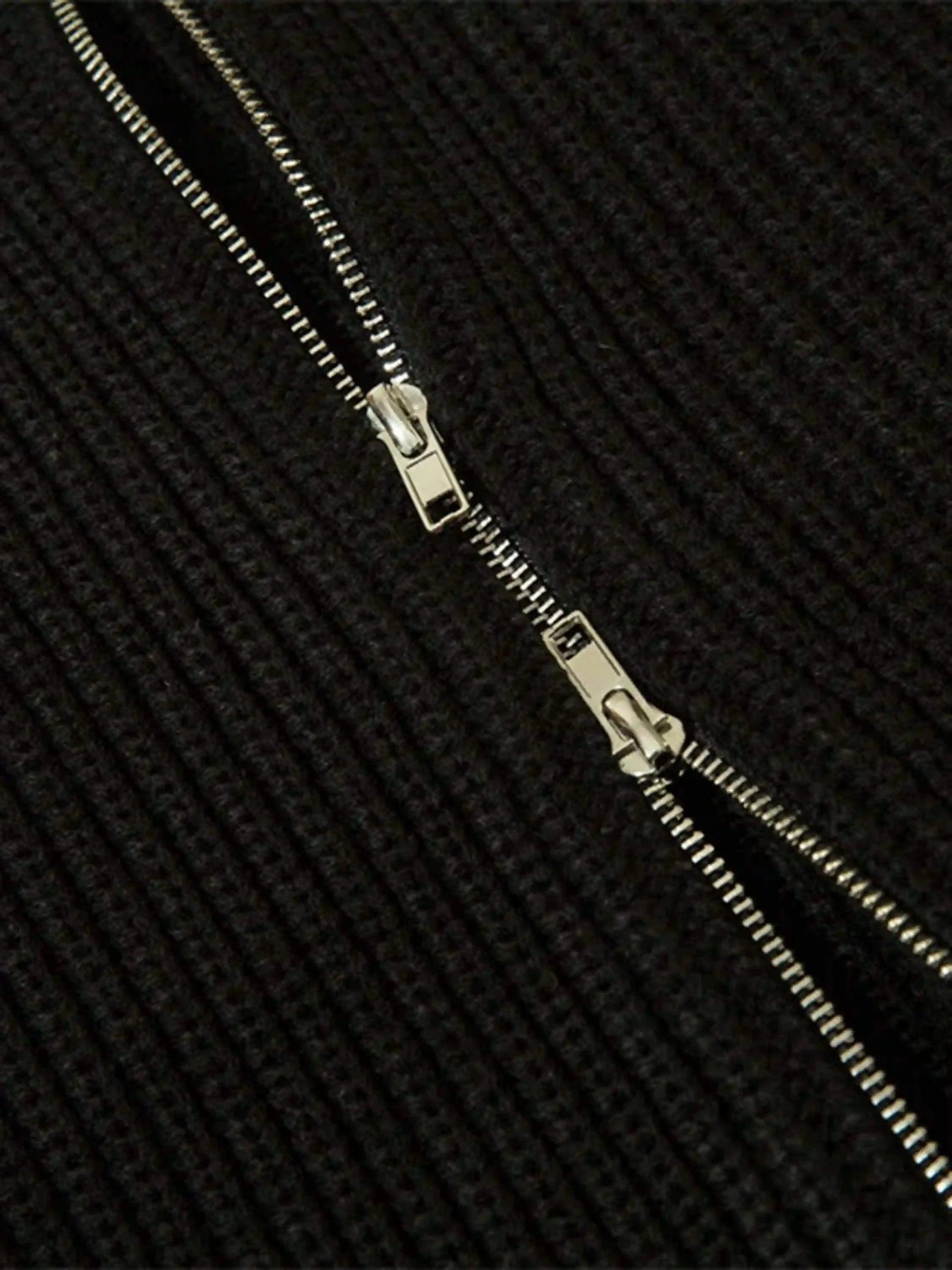 Concert Outfit American Style Color Blocking Zipper Cardigan Concert Outfit American Style Color Blocking Zipper Cardigan