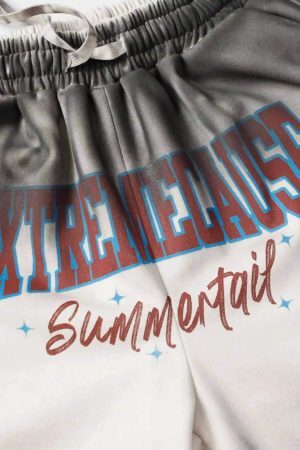 Concert Outfit American Style Distressed Gradient Print Shorts