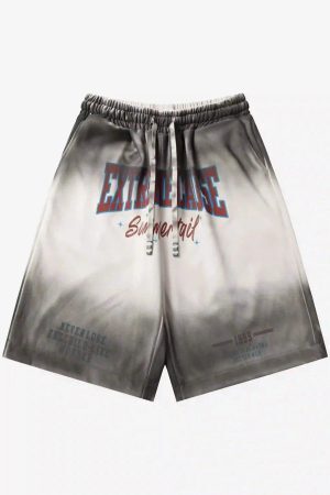 Concert Outfit American Style Distressed Gradient Print Shorts