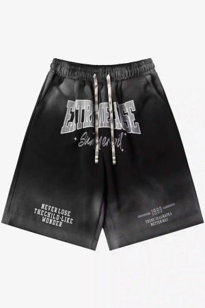 Concert Outfit American Style Distressed Gradient Print Shorts