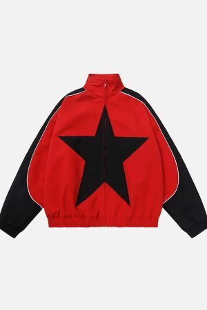 Concert Outfit American Style Patchwork Five-Pointed Star Jacket