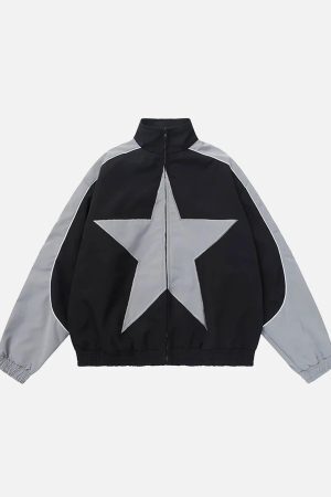 Concert Outfit American Style Patchwork Five-Pointed Star Jacket