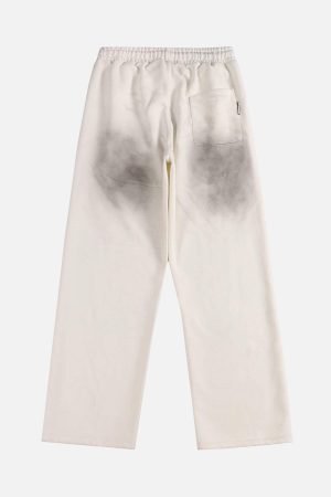 Concert Outfit American Style Spray Painted Letters Washed Casual Sweatpants