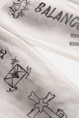 Concert Outfit American Style Spray Painted Letters Washed Casual Sweatpants