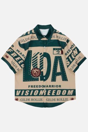 Concert Outfit American Style Vintage Print Shirt